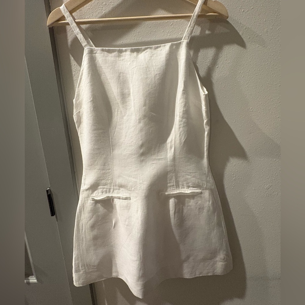 Reformation, size 4, Phillipa Linen Dress, white, 100% linen, with slip